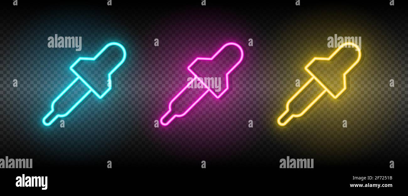 Telephone, time neon icon set Stock Vector