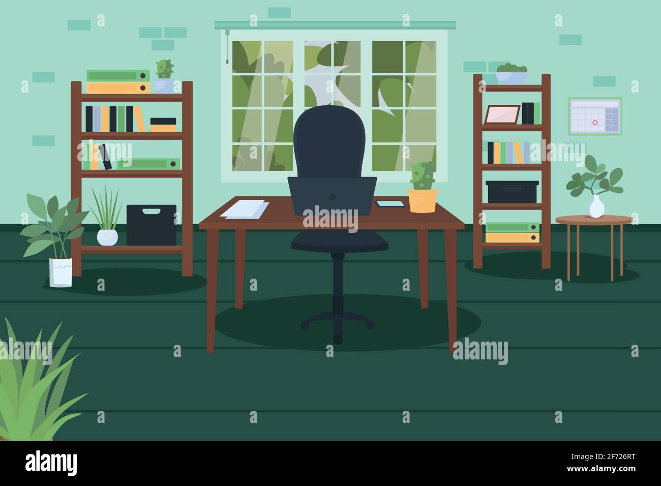 Modern home office flat color vector illustration Stock Vector Image ...