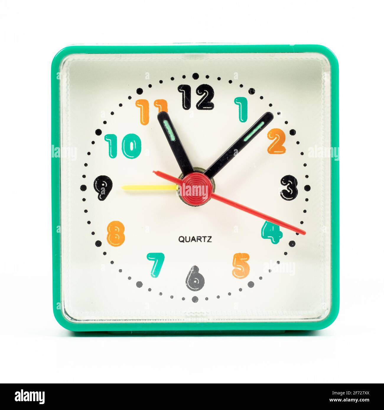 Square alarm clock over white background Stock Photo Alamy