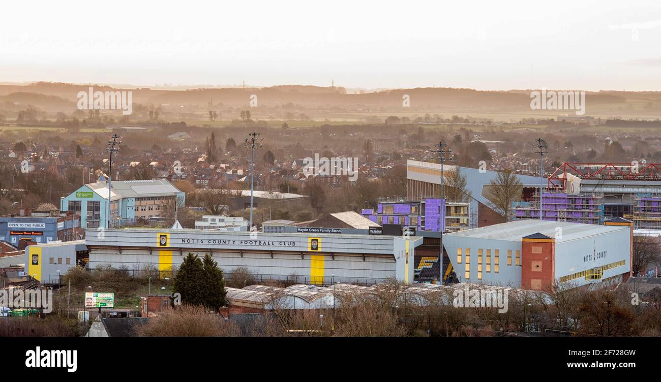 South Towards Notts County Football Club, viewed from the roof of the ...