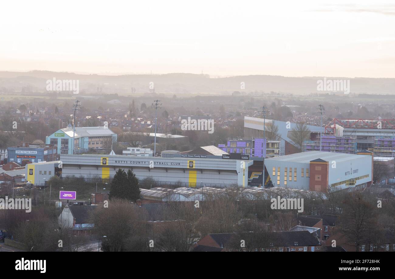 South Towards Notts County Football Club, viewed from the roof of the ...