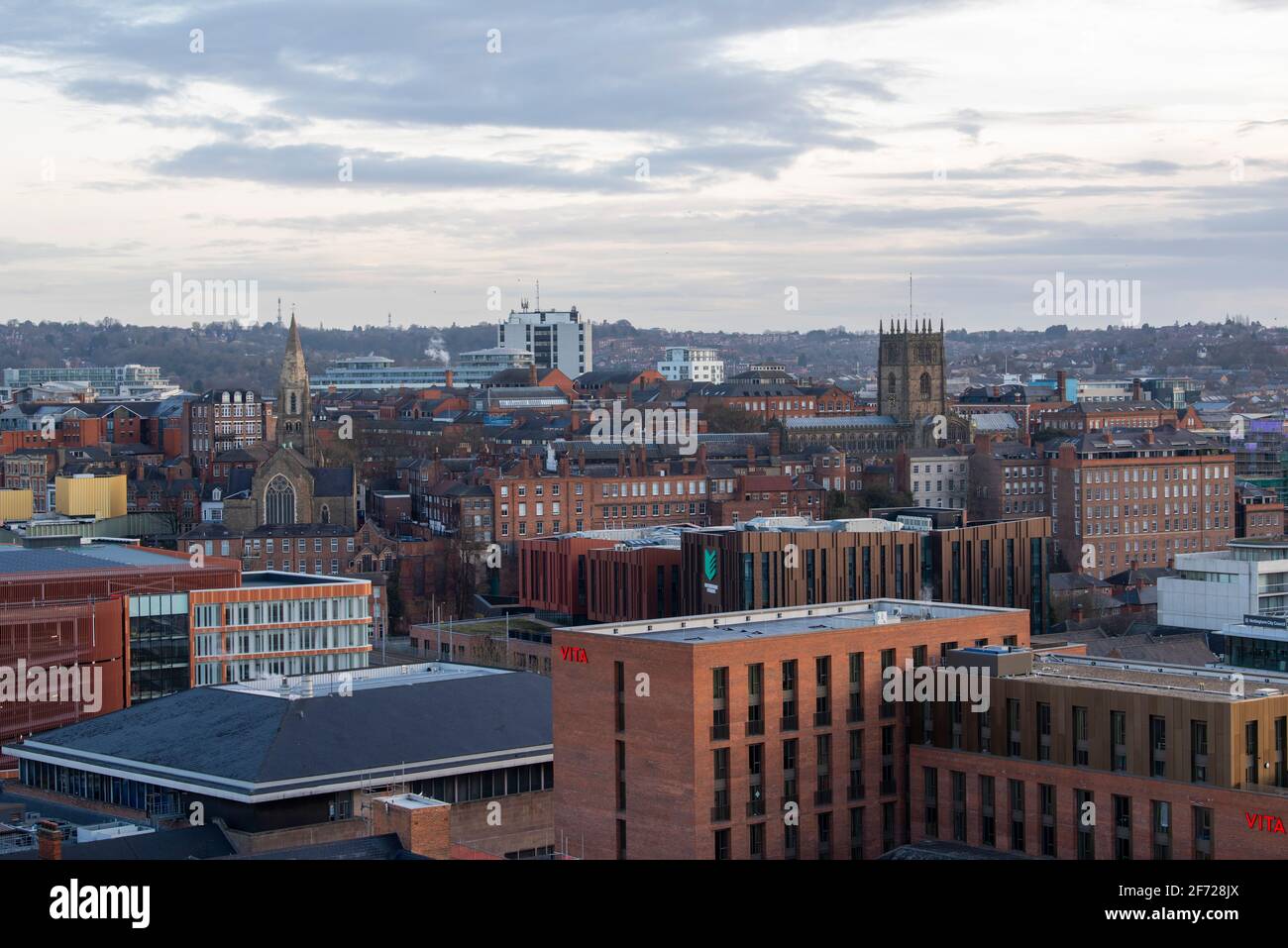 Nottingham City, viewed from the roof of the Unity Square development ...