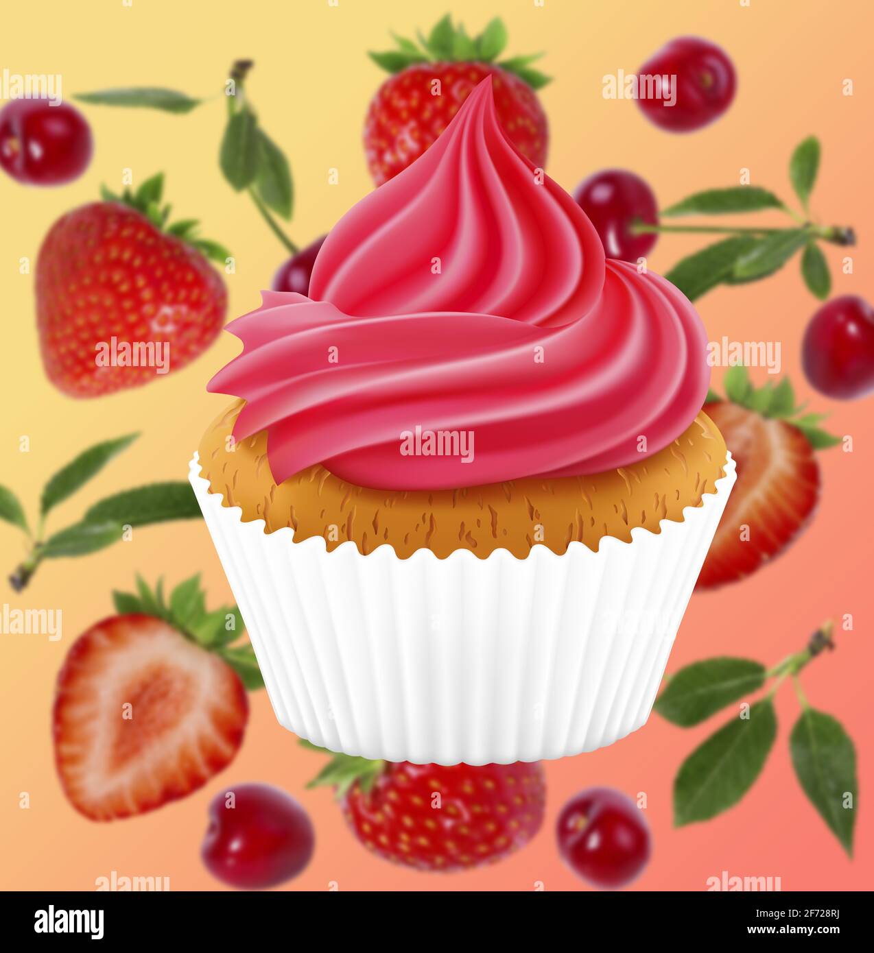 strawberry and cake isolated on white background Stock Photo - Alamy