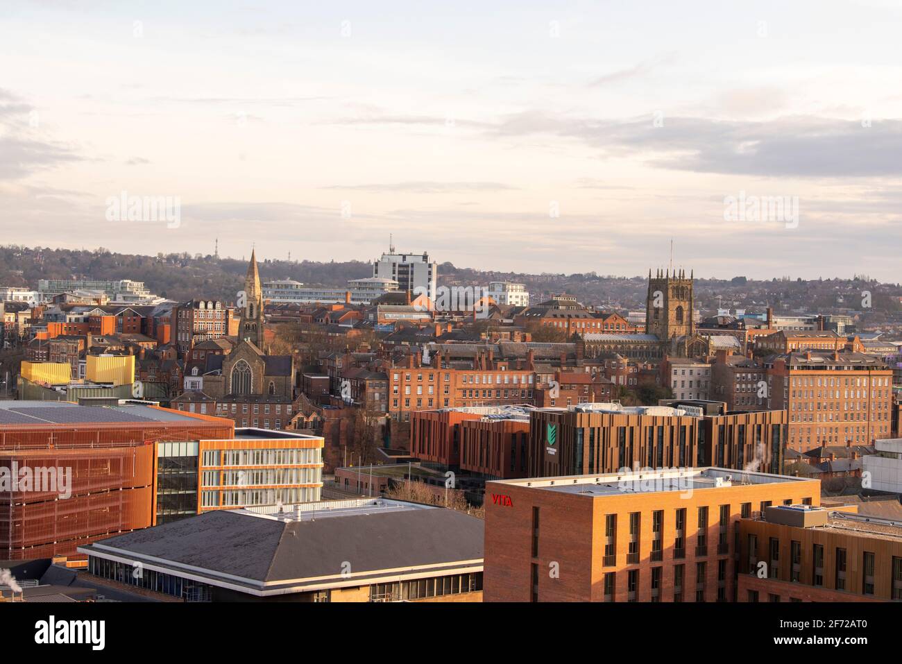 Nottingham City, viewed from the roof of the Unity Square development ...