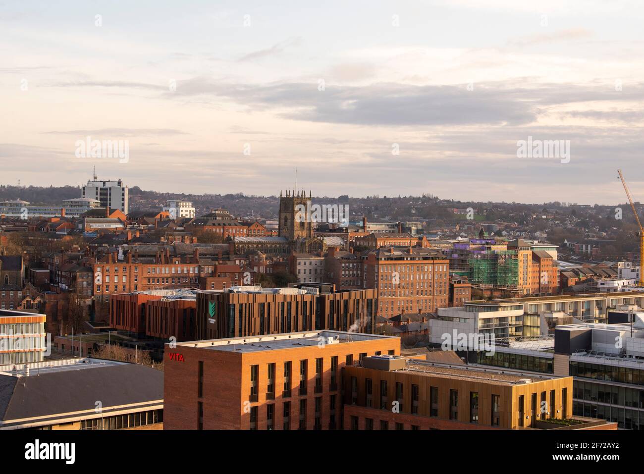 Nottingham City, viewed from the roof of the Unity Square development ...