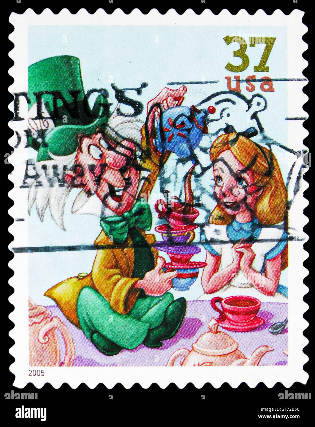 MOSCOW, RUSSIA - FEBRUARY 28, 2021: Postage stamp printed in United States shows Mad Hatter, Alice, Disney Characters serie, circa 2005 Stock Photo