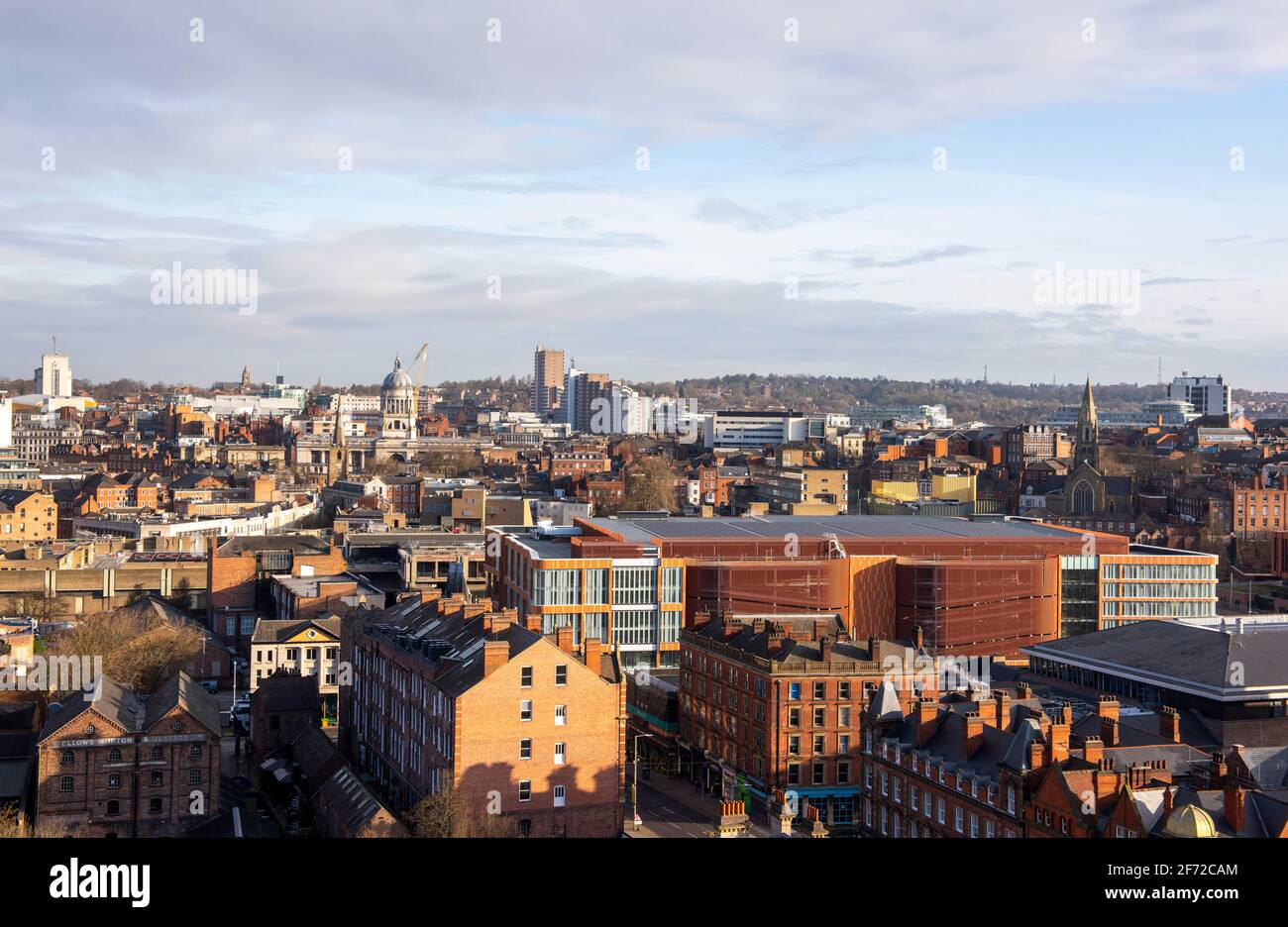 Nottingham City, viewed from the roof of the Unity Square development. Nottinghamshire England