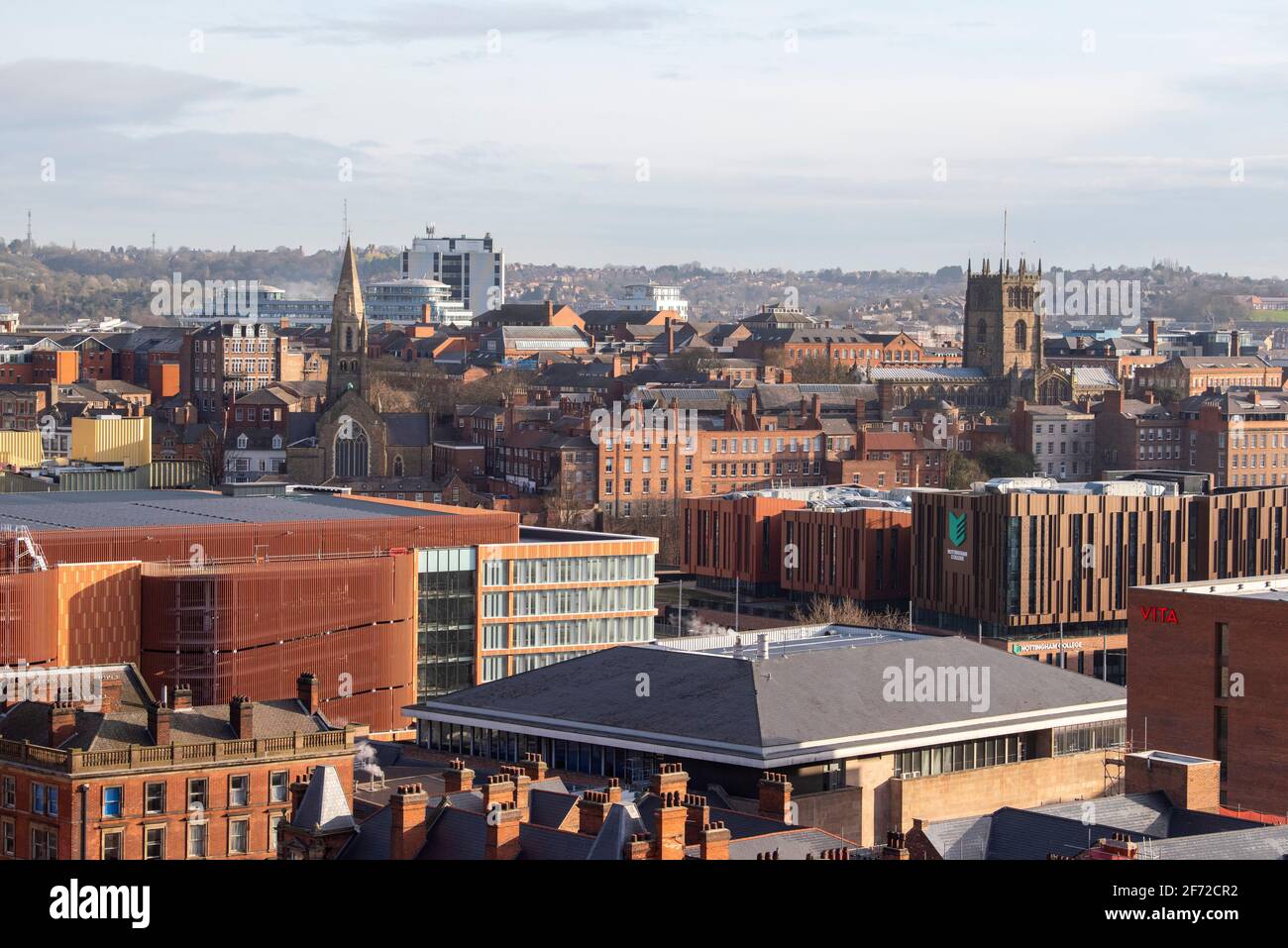 Nottingham City, viewed from the roof of the Unity Square development ...