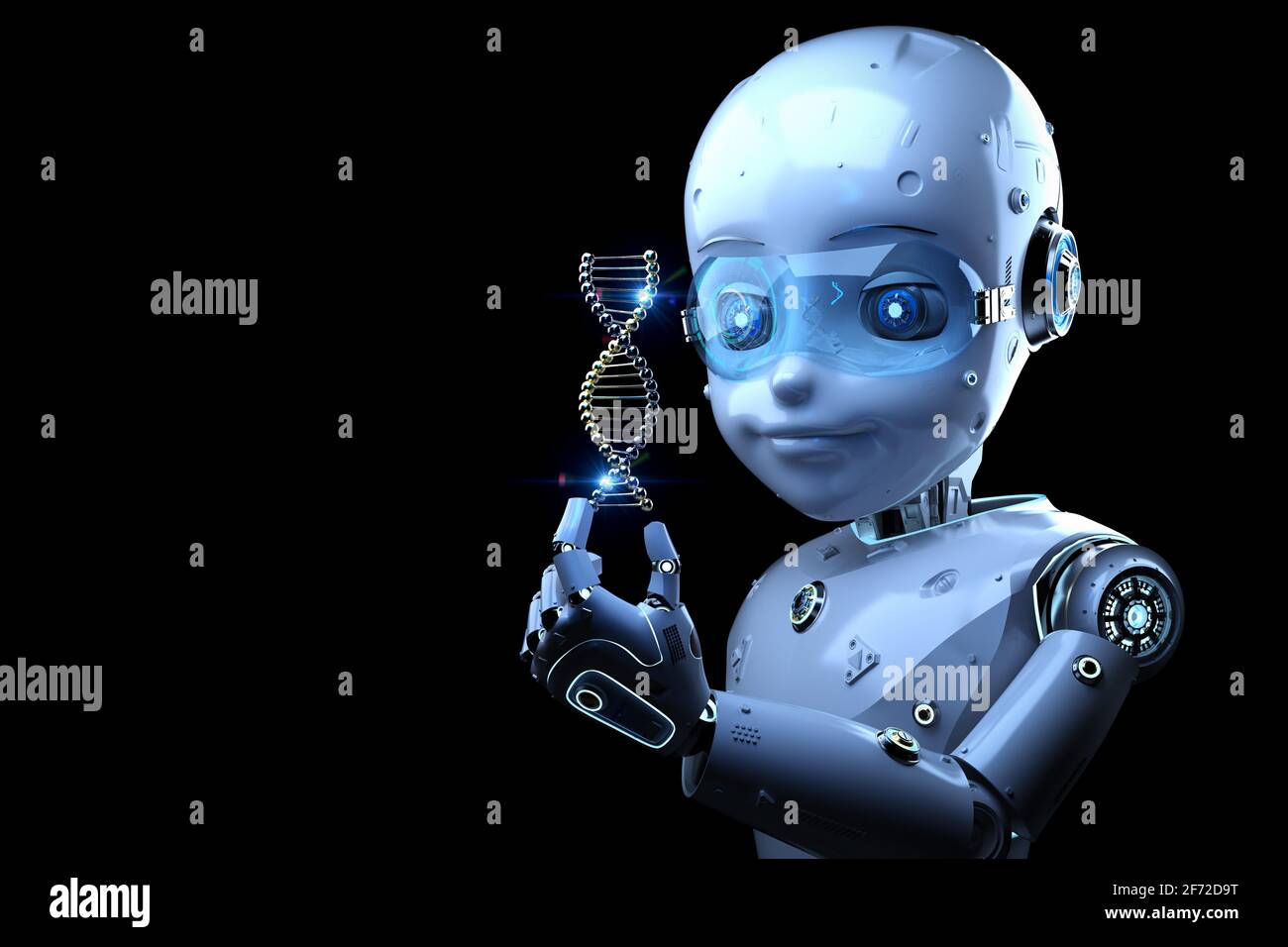 Medical technology concept with 3d rendering cute robot holding dna helix  Stock Photo - Alamy