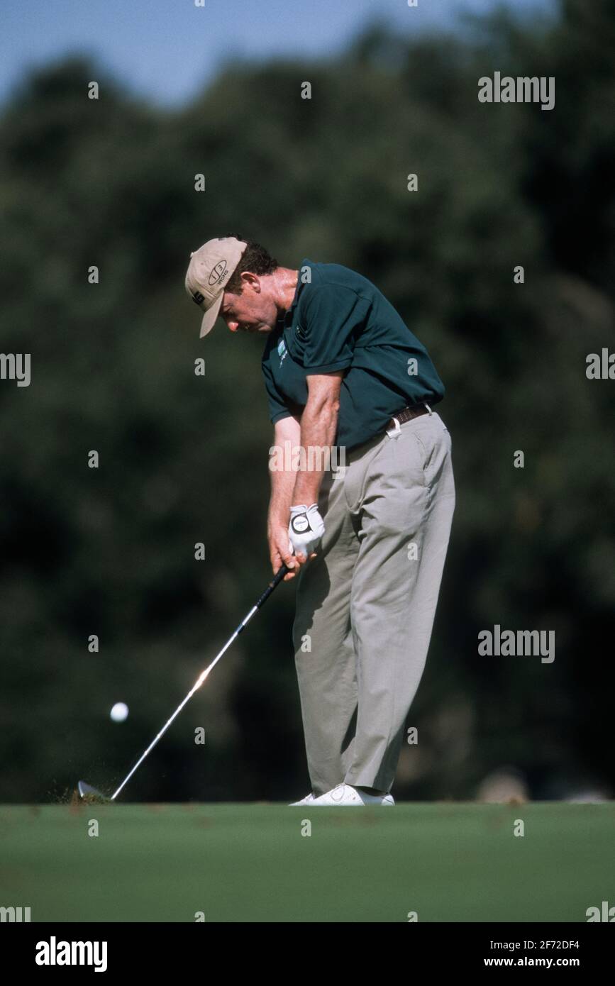 Miguel Angel Jimenez of Spain playing iron shot on 9th hole during the  Volvo Masters 1999, 30th Oct - 2nd Nov, Montecastillo Golf Club, Jerez de  la Fr Stock Photo - Alamy