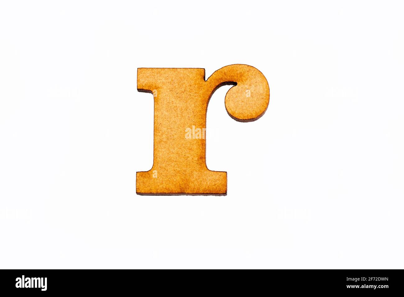 Lowercase letter r - Piece in wood Stock Photo