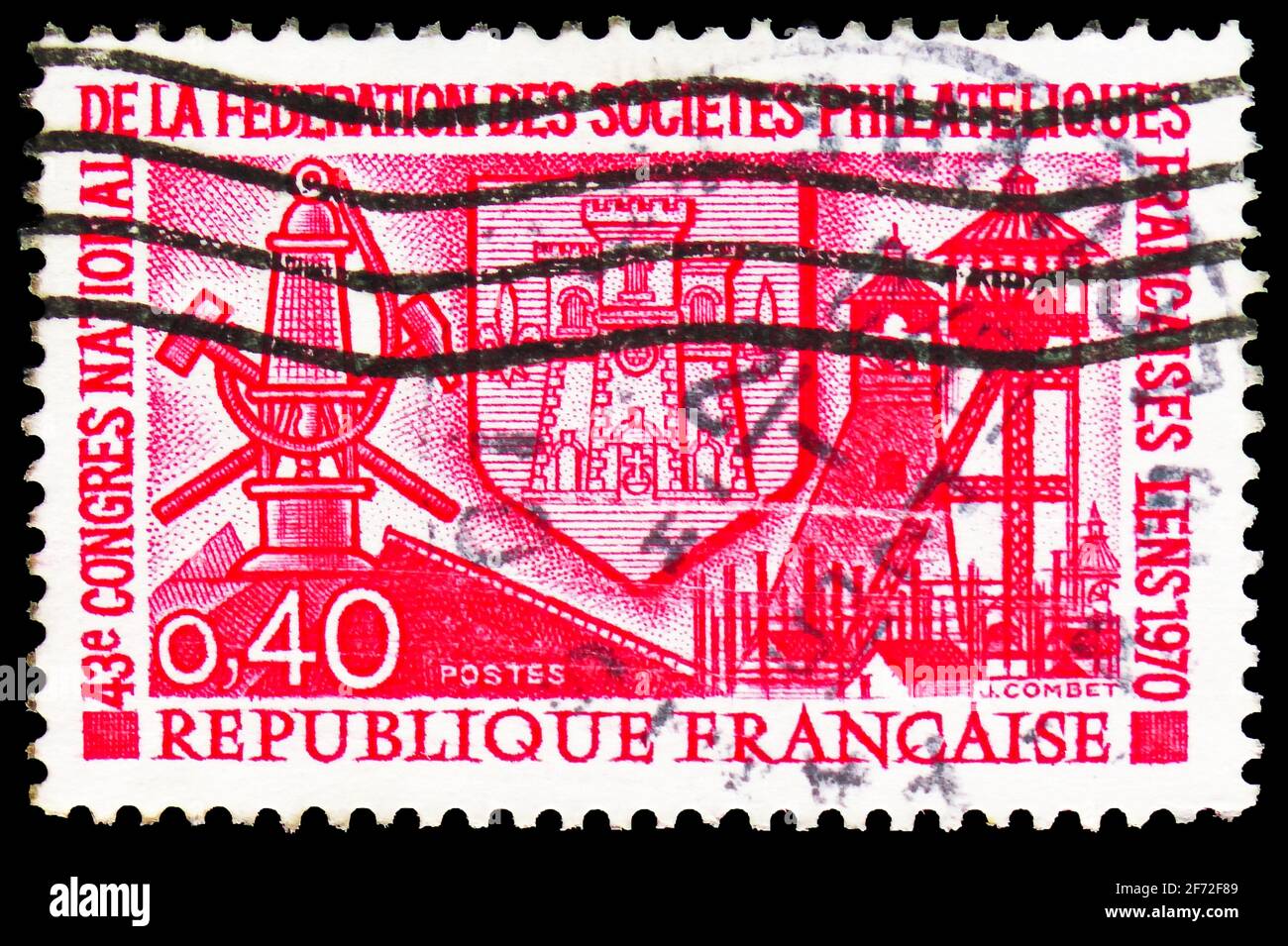 MOSCOW, RUSSIA - DECEMBER 22, 2020: Postage stamp printed in France shows Lens: 43rd Congress of the French Federation of Philatelic Associations, cir Stock Photo