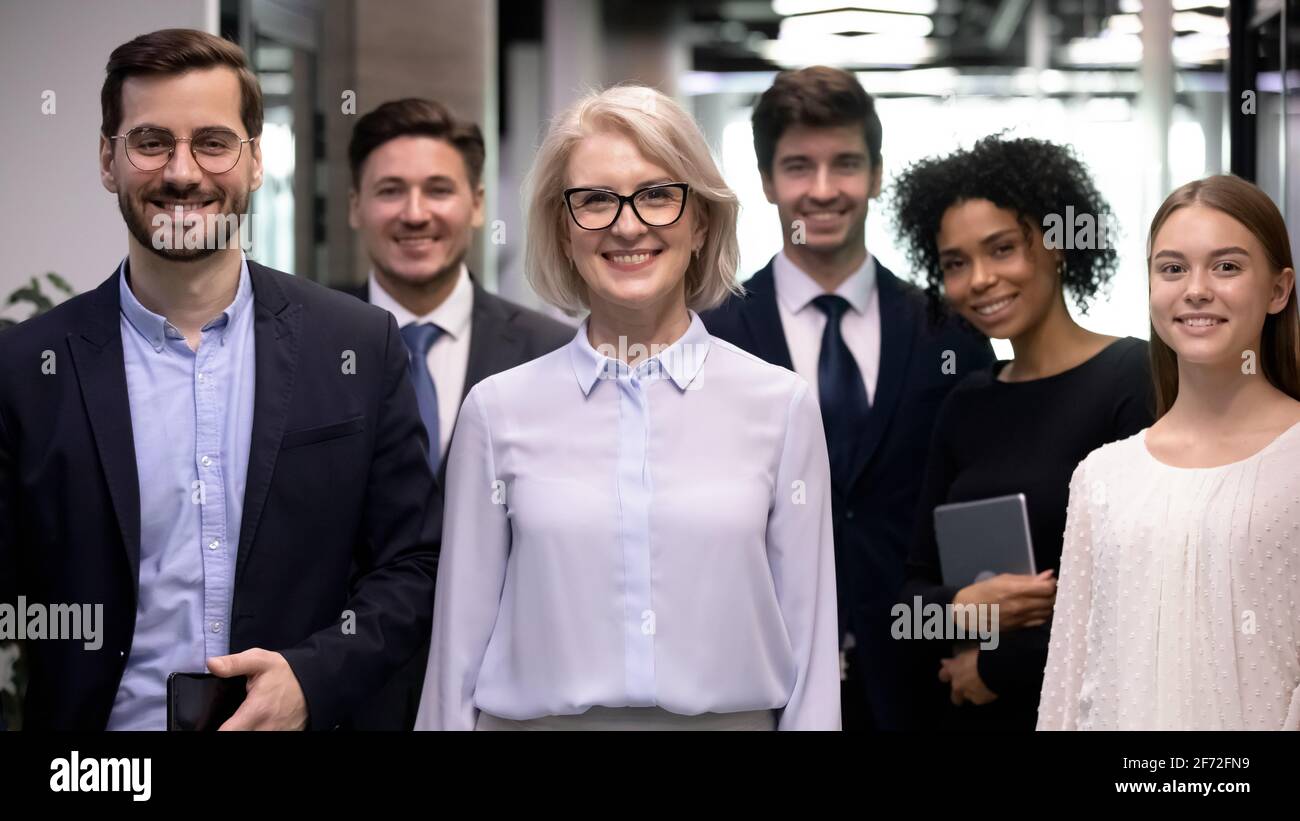 Portrait of diverse businesspeople posing in office Stock Photo