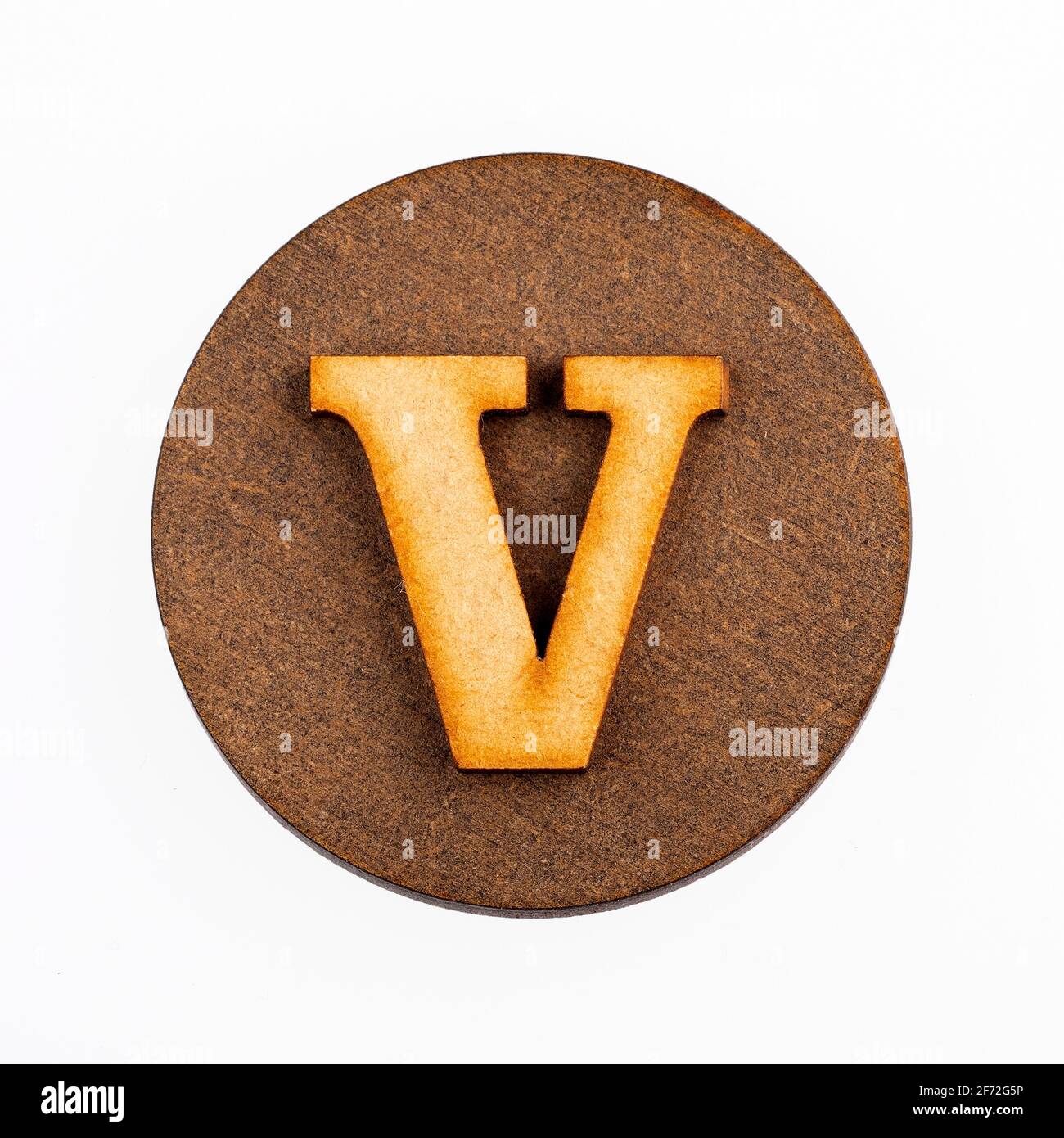 Letter V On A Wood Circle Alphabet Stock Photo Alamy