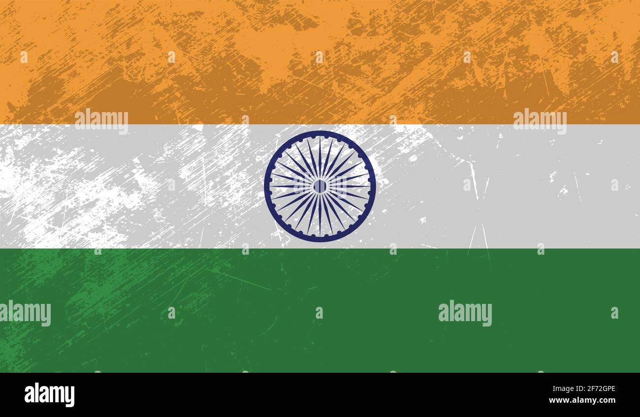 India flag with waving grunge texture. Vector background Stock Vector ...
