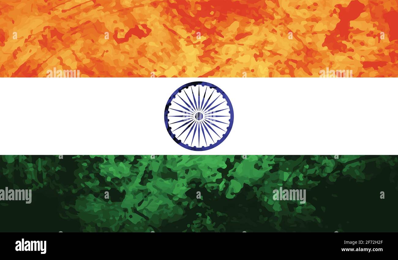 India flag with waving grunge texture. Vector background Stock Vector ...