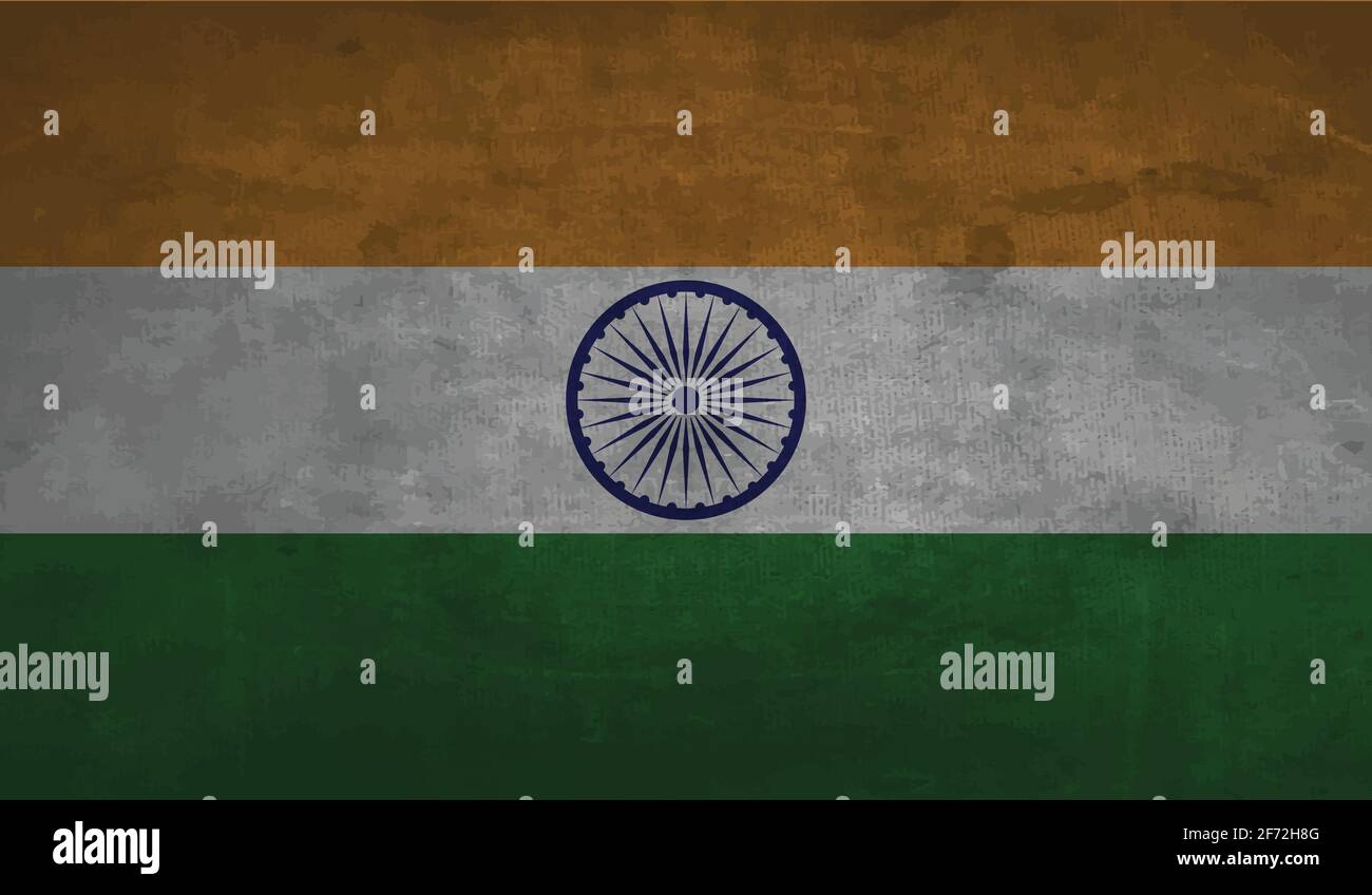 India flag with waving grunge texture. Vector background Stock Vector ...