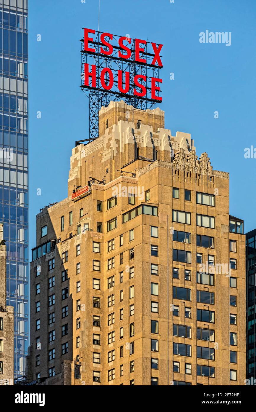 Essex House is a landmark art deco hotel at 160 Central Park South