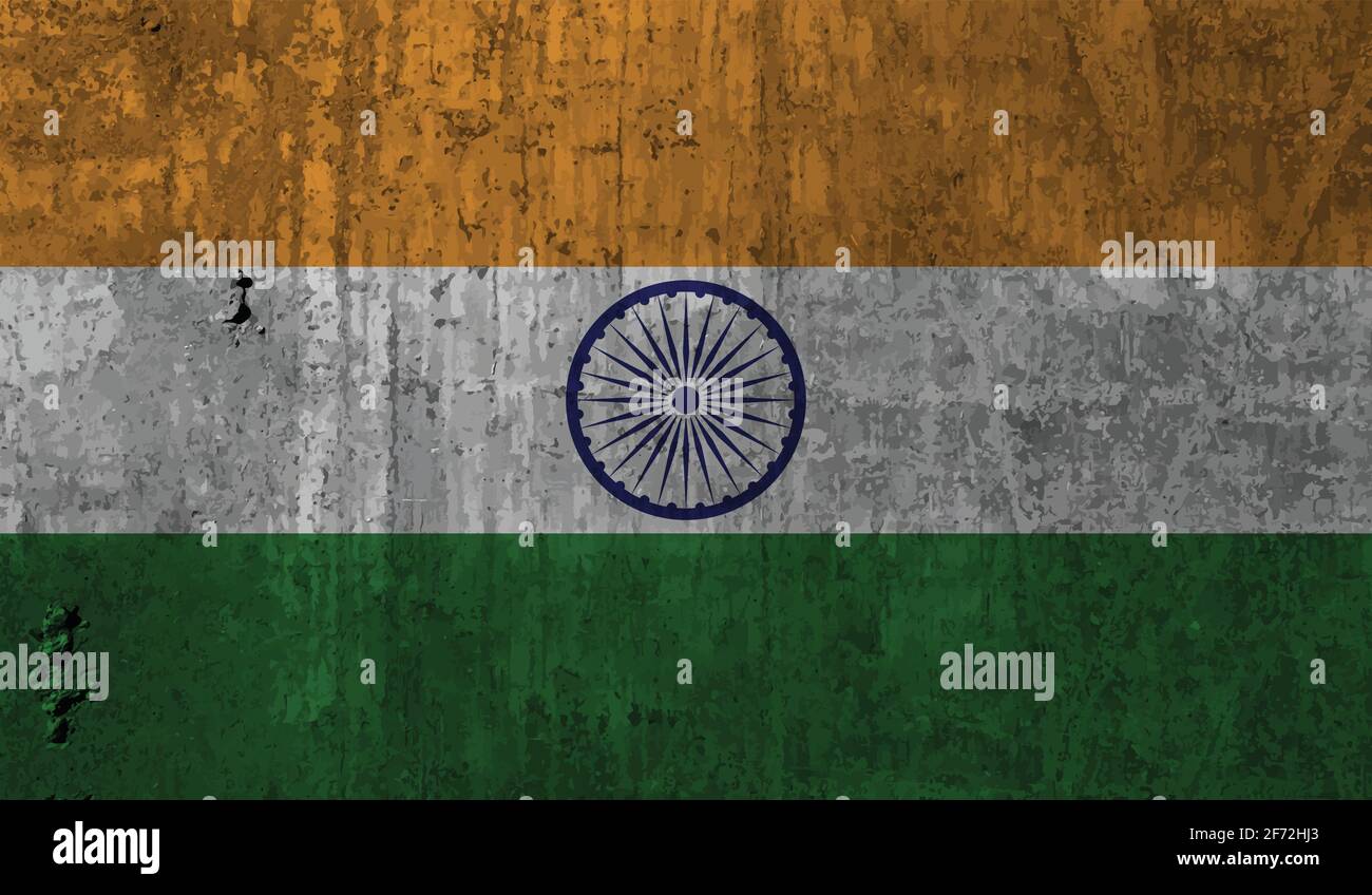India flag with waving grunge texture. Vector background Stock Vector ...