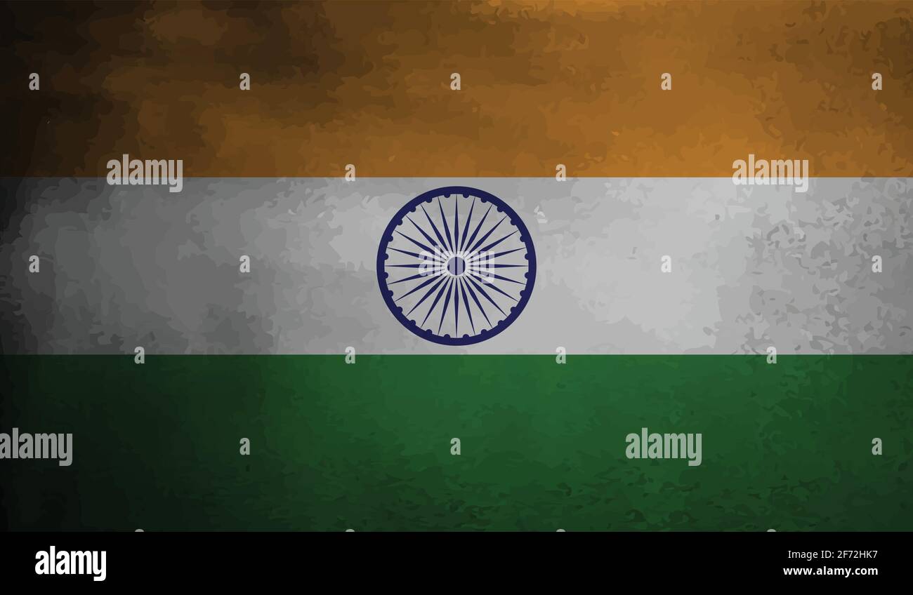 India flag with waving grunge texture. Vector background Stock Vector ...