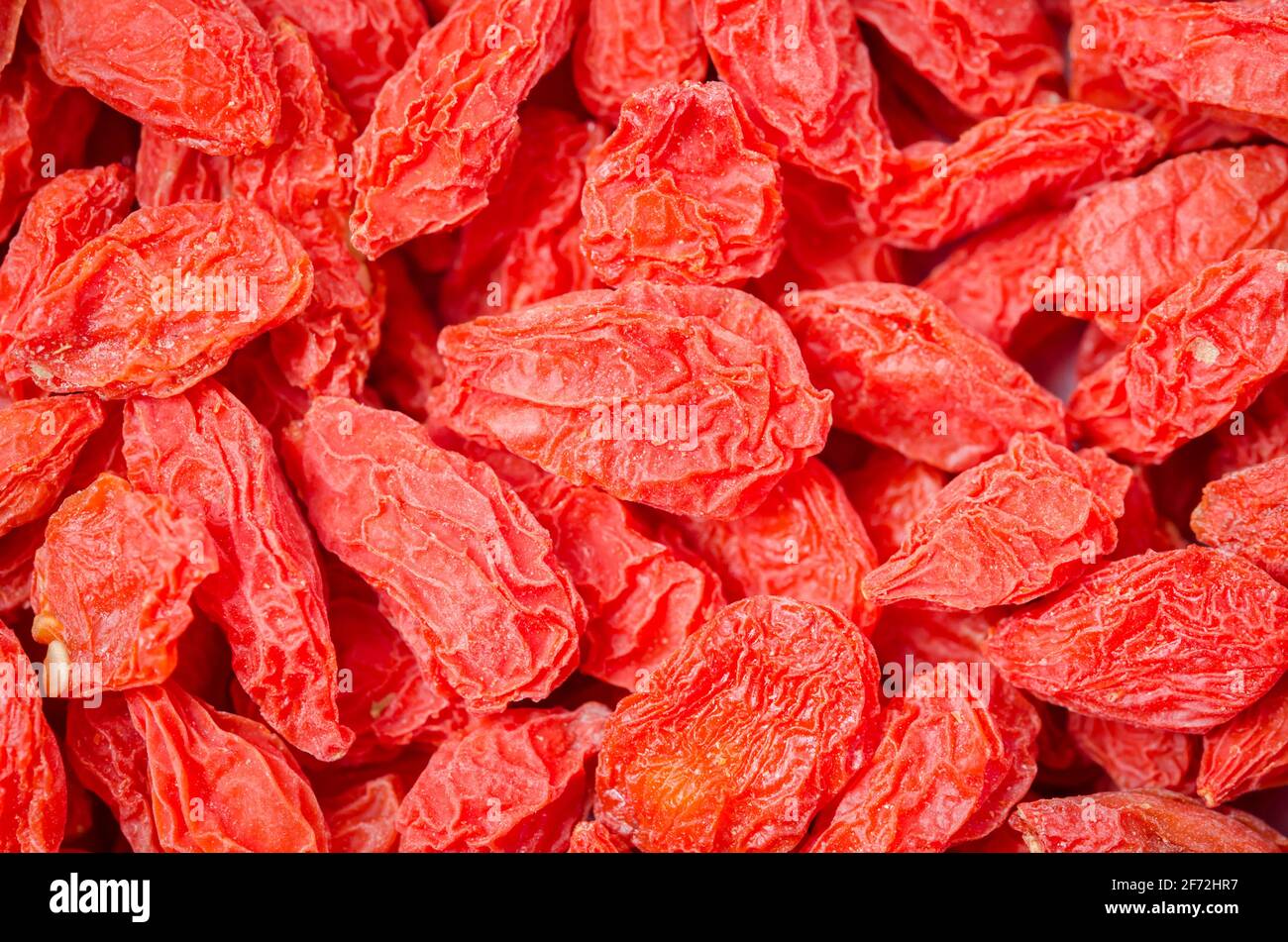 Background of dried Chinese wolfberries or goji berries. Stock Photo
