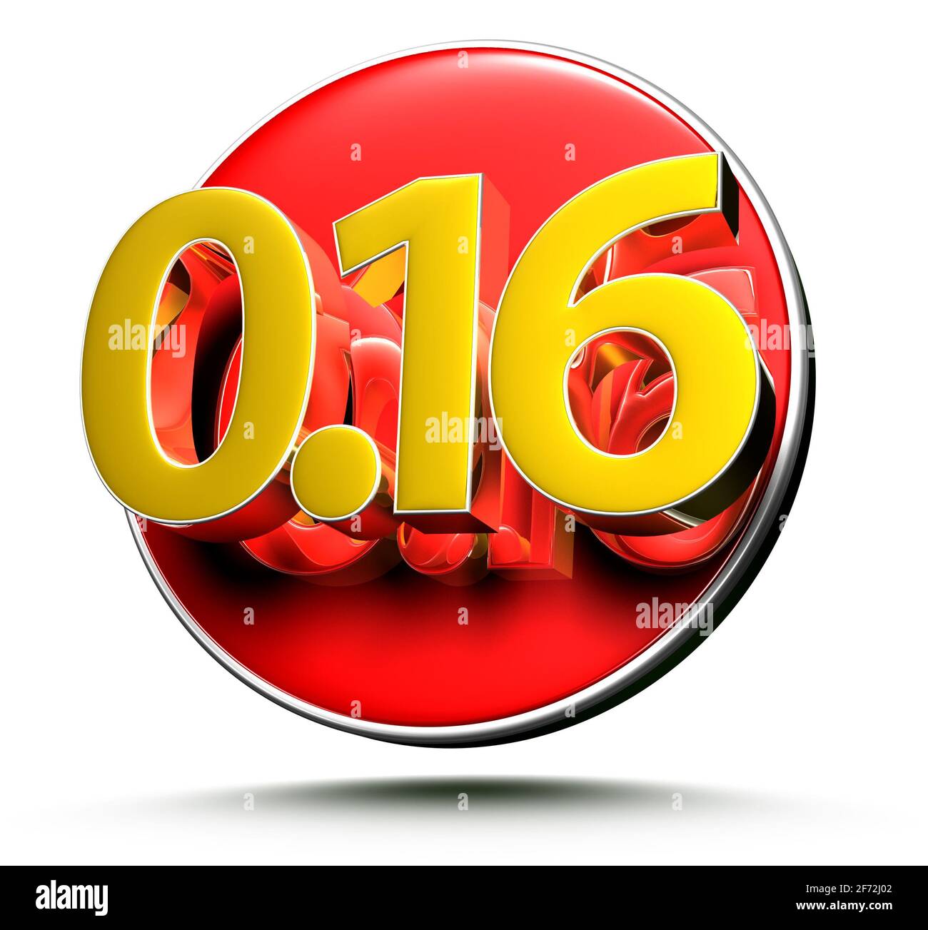 3D illustration number 0.16 on white background. with clipping path ...