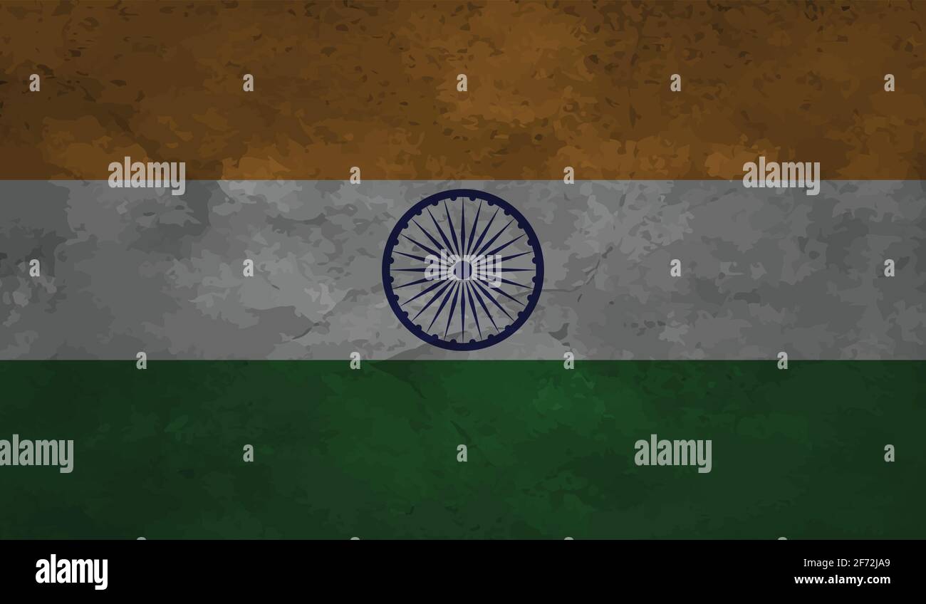 India flag with waving grunge texture. Vector background Stock Vector ...