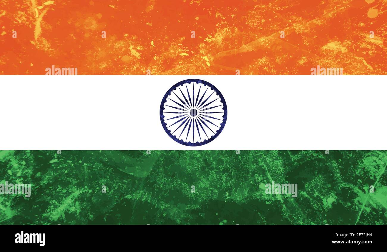 India flag with waving grunge texture. Vector background Stock Vector ...