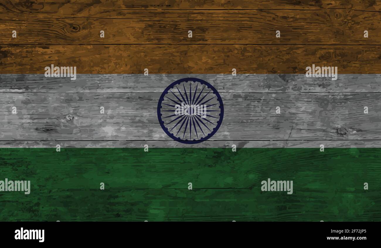India Flag With Waving Grunge Texture Vector Background Stock Vector