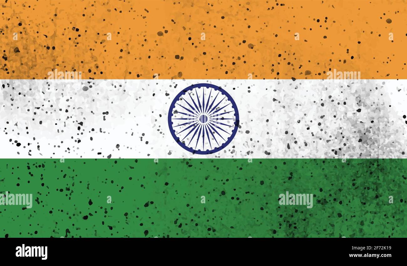 India flag with waving grunge texture. Vector background Stock Vector ...