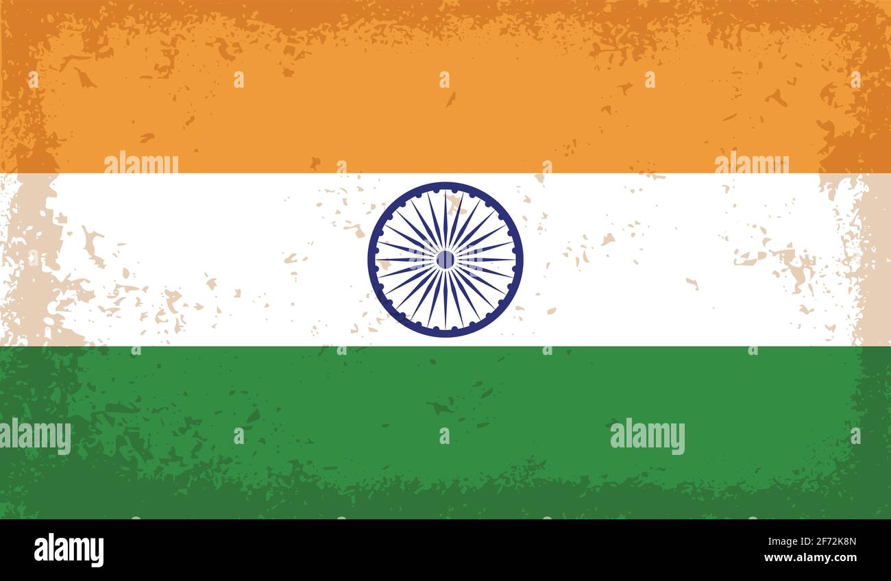 India flag with waving grunge texture. Vector background Stock Vector ...