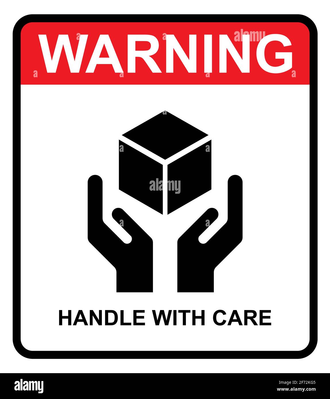 Handle with care flat icon with warning label isolated on white background.  Fragile package symbol. Label vector illustration Stock Vector Image & Art  - Alamy