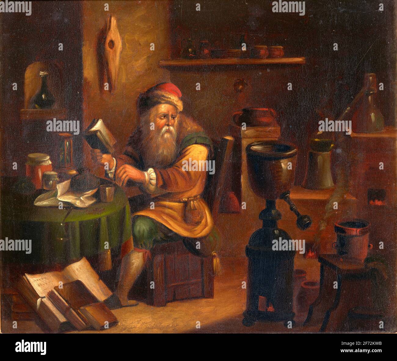 Alchemists at work After 1620 – before 1690 -by Teniers, David (1610-1690 ) Stock Photo