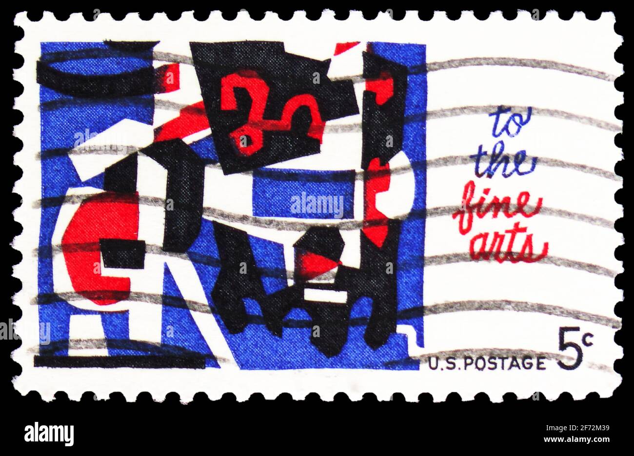 MOSCOW, RUSSIA - DECEMBER 22, 2020: Postage stamp printed in United States shows Abstract Design by Stuart Davis, Fine Arts Issue serie, circa 1964 Stock Photo