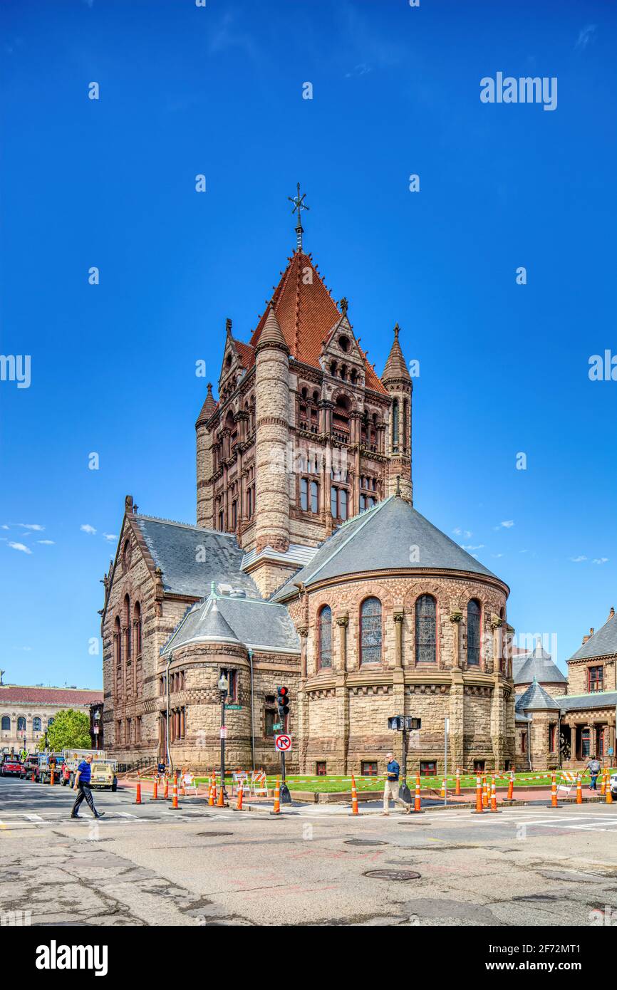 Trinity Church is at the eastern end of Copley Square, in the shadow of