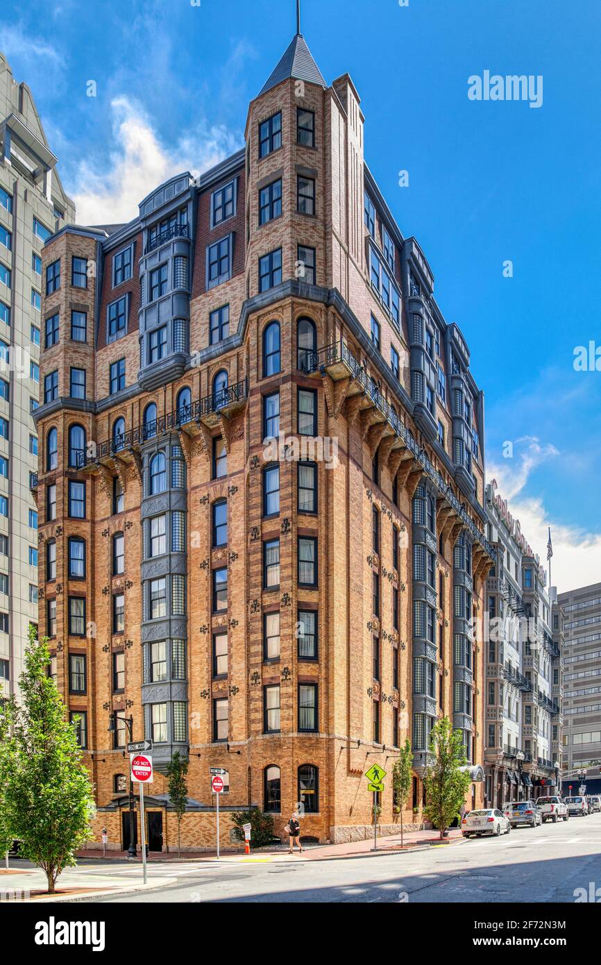 Exeter Chambers, now Marriott's Courtyard Copley Square, 88 Exeter Street in Back Bay section of Boston, Massachusetts. Stock Photo