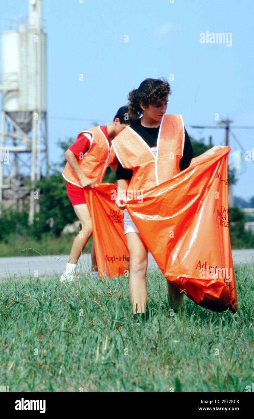 New Braunfels TX USA High school students wearing orange safety vests
