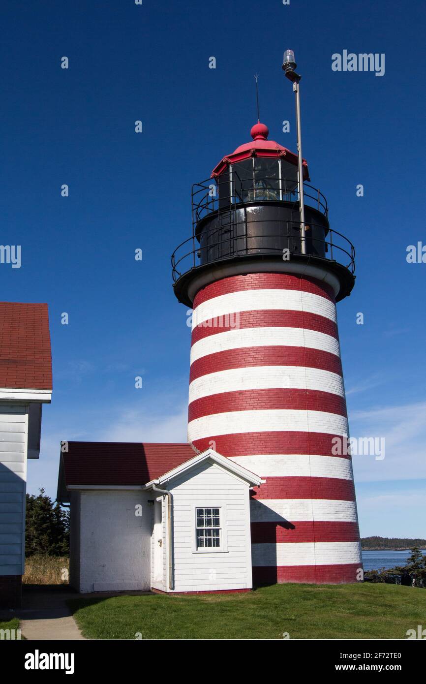 West Quoddy Head Lighthouse in Lubec Maine Stock Photo Alamy