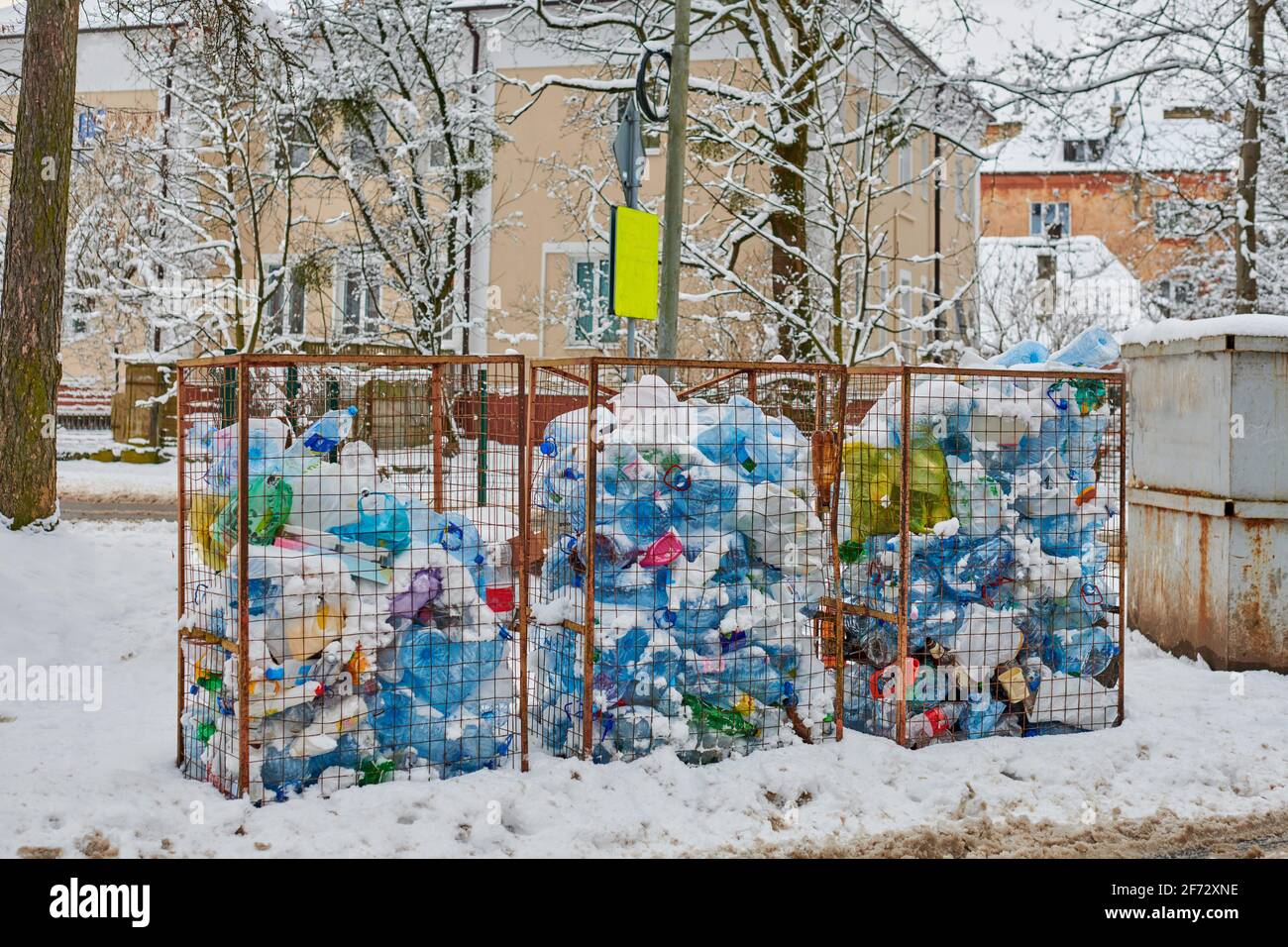 Three Open Dumpsters Full Of Plastic Bottles And Bags Plastic Waste In 
