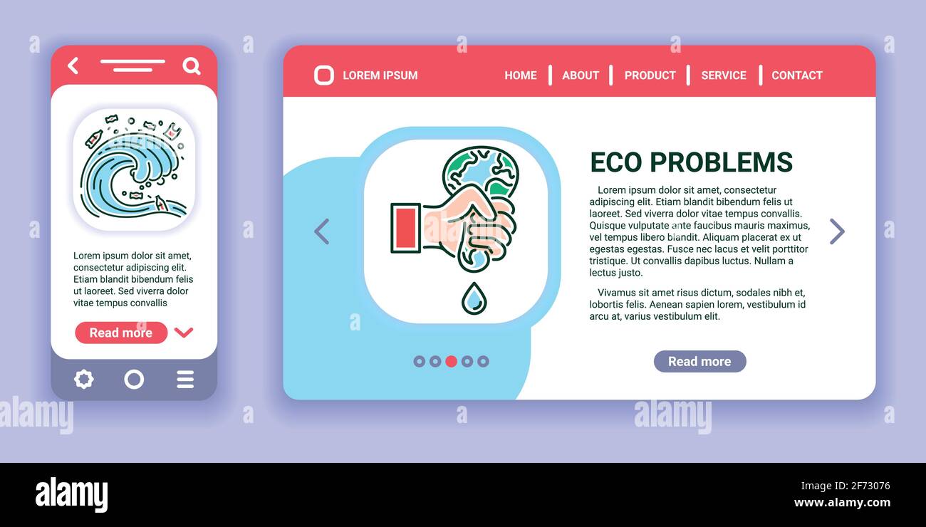 Eco problems web banner and mobile app kit. Environmental issues.  Stock Vector