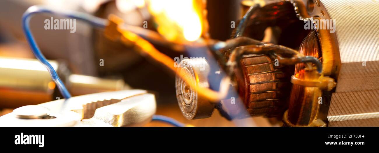 Power tool repair. Details of electrical appliance and repair tools on