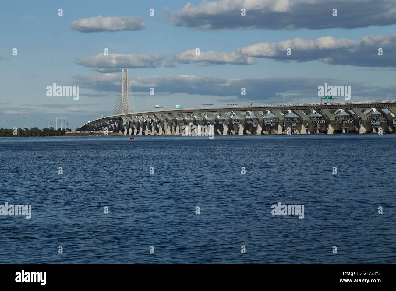 New Champlain Bridge, Saint Lawrence River, Montreal, Province of Quebec, Canada Stock Photo