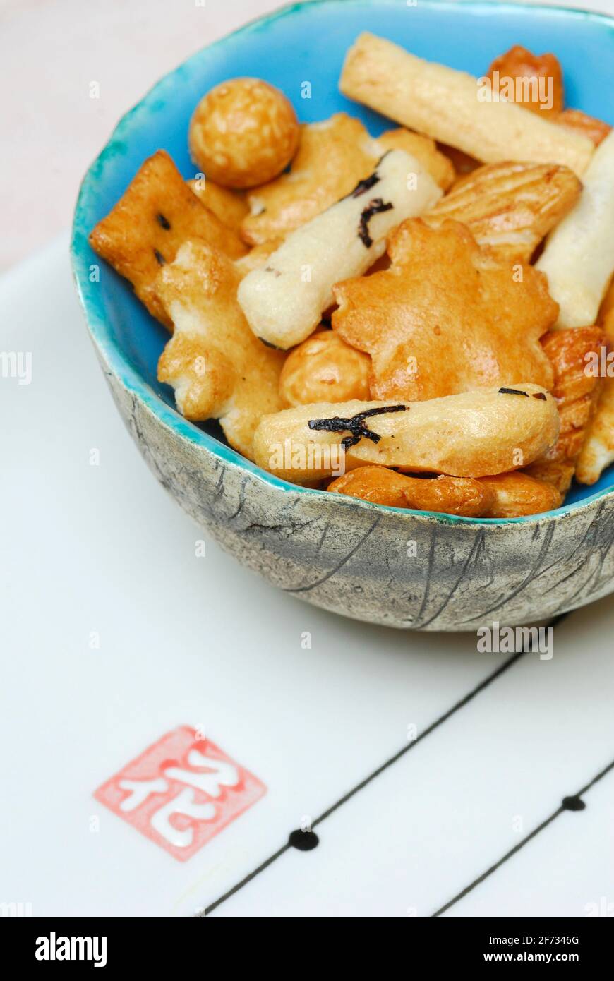 Rice crackers, Japanese snacks, crackers, rice crackers, rice crackers Stock Photo