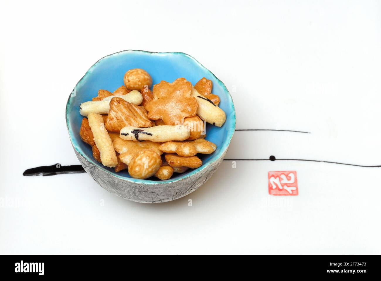 Rice crackers, Japanese snacks, crackers, rice crackers, rice crackers, optional Stock Photo