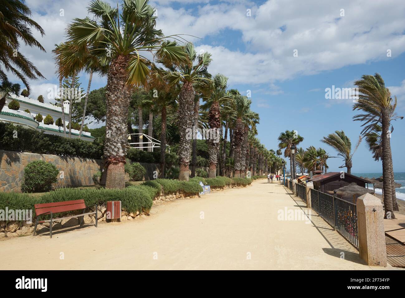 Paseo maritimo, promenade in Marbella, Malaga province, Andalusia, Spain. Stock Photo