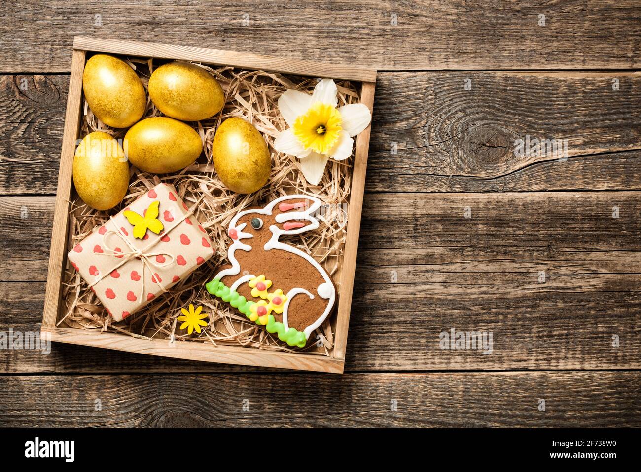Easter decoration on wooden background Stock Photo