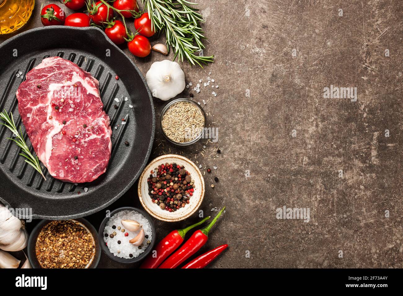 Fresh ribeye steak and ingredients for cooking Stock Photo - Alamy