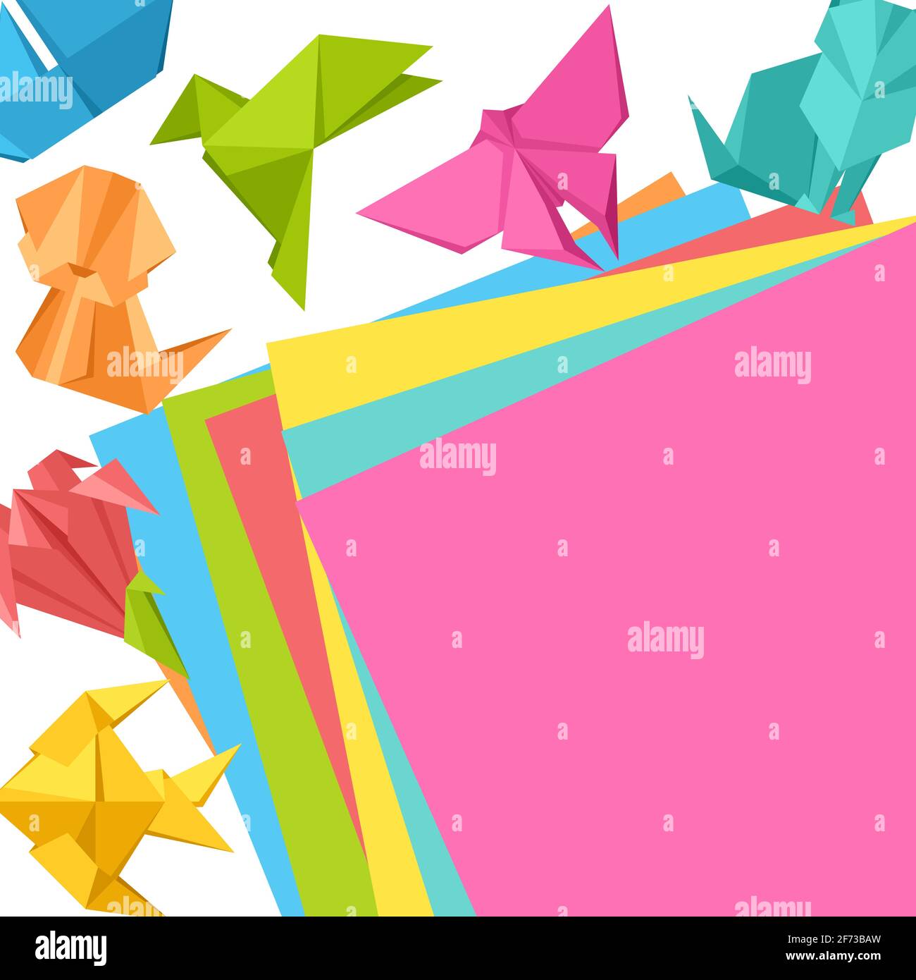 Background with origami toys. Folded paper objects Stock Vector Image