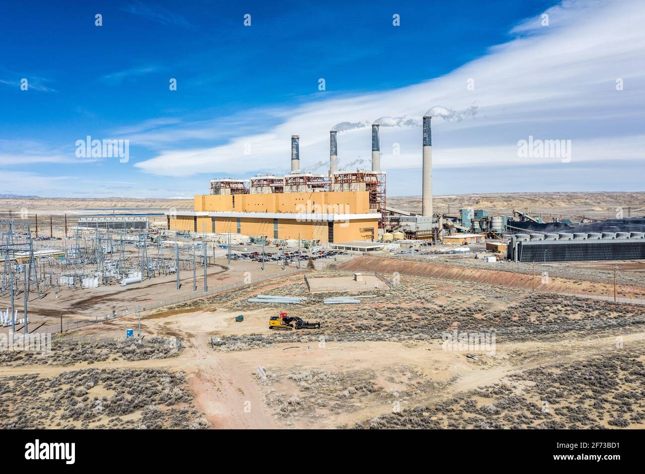 Jim Bridger Power Plant, coal powered, Point of Rocks, Wyoming, USA Stock Photo