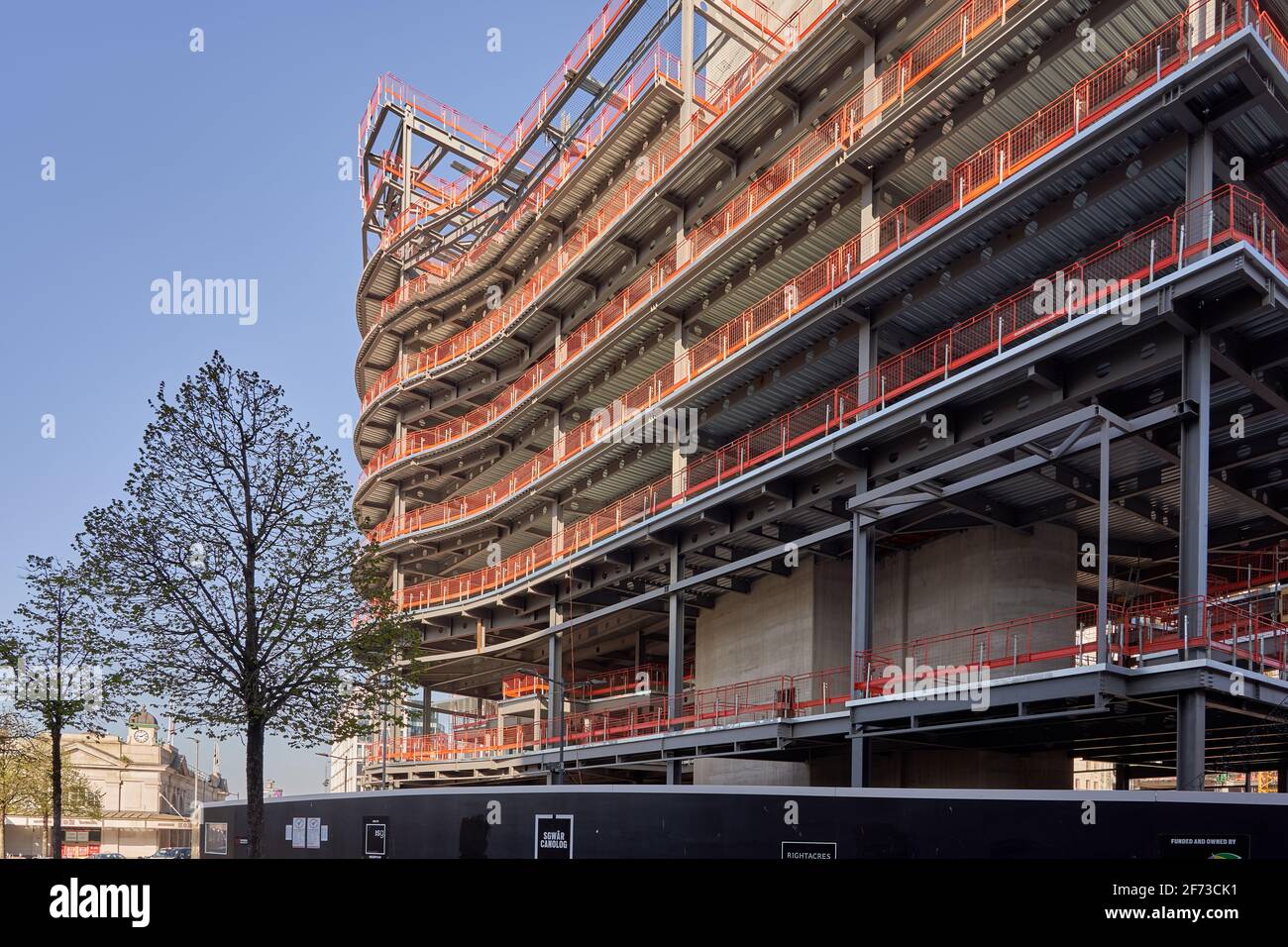 Construction of a new multistorey car park in Central Square, Cardiff, South Wales Stock Photo